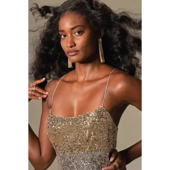 New Sachin & Babi Colorblocked Sequined Midi Dress sz 14 - Picture 3 of 10